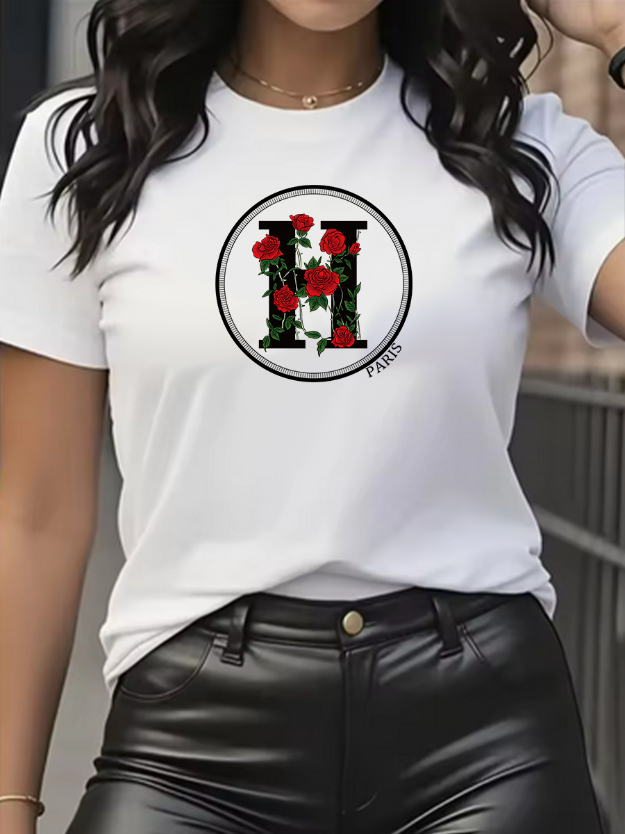 Women's T-Shirt Leisure Fashio - Streetwear Brand Tees avaliação e preço