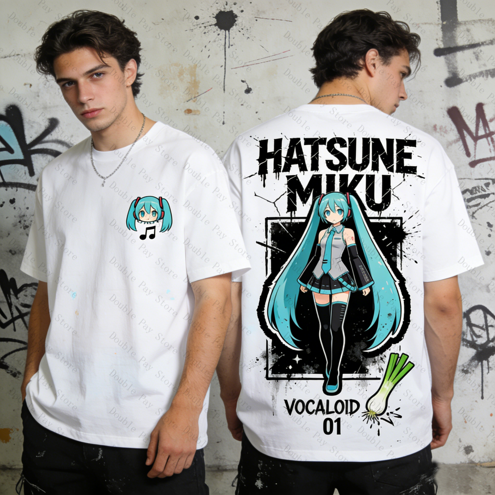 Miku Oversized T-shirt Men Wom - Streetwear Brand Beanie avaliação e preço