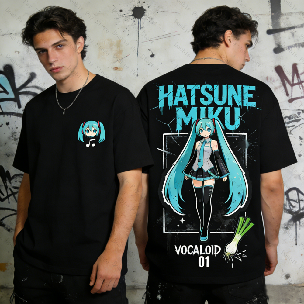 Miku Oversized T-shirt Men Wom - Streetwear Brand Beanie avaliação e preço