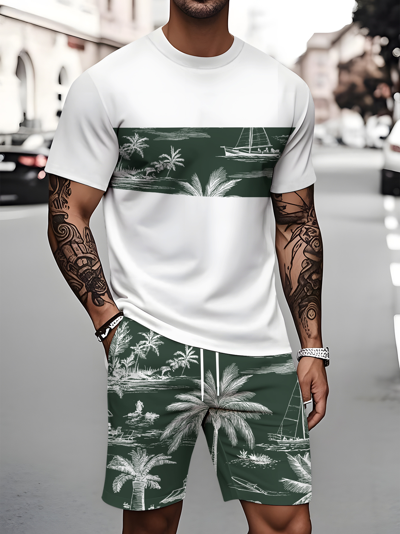 2026 Summer Fashion T-Shirt an - Streetwear Brand Shorts avaliação e preço