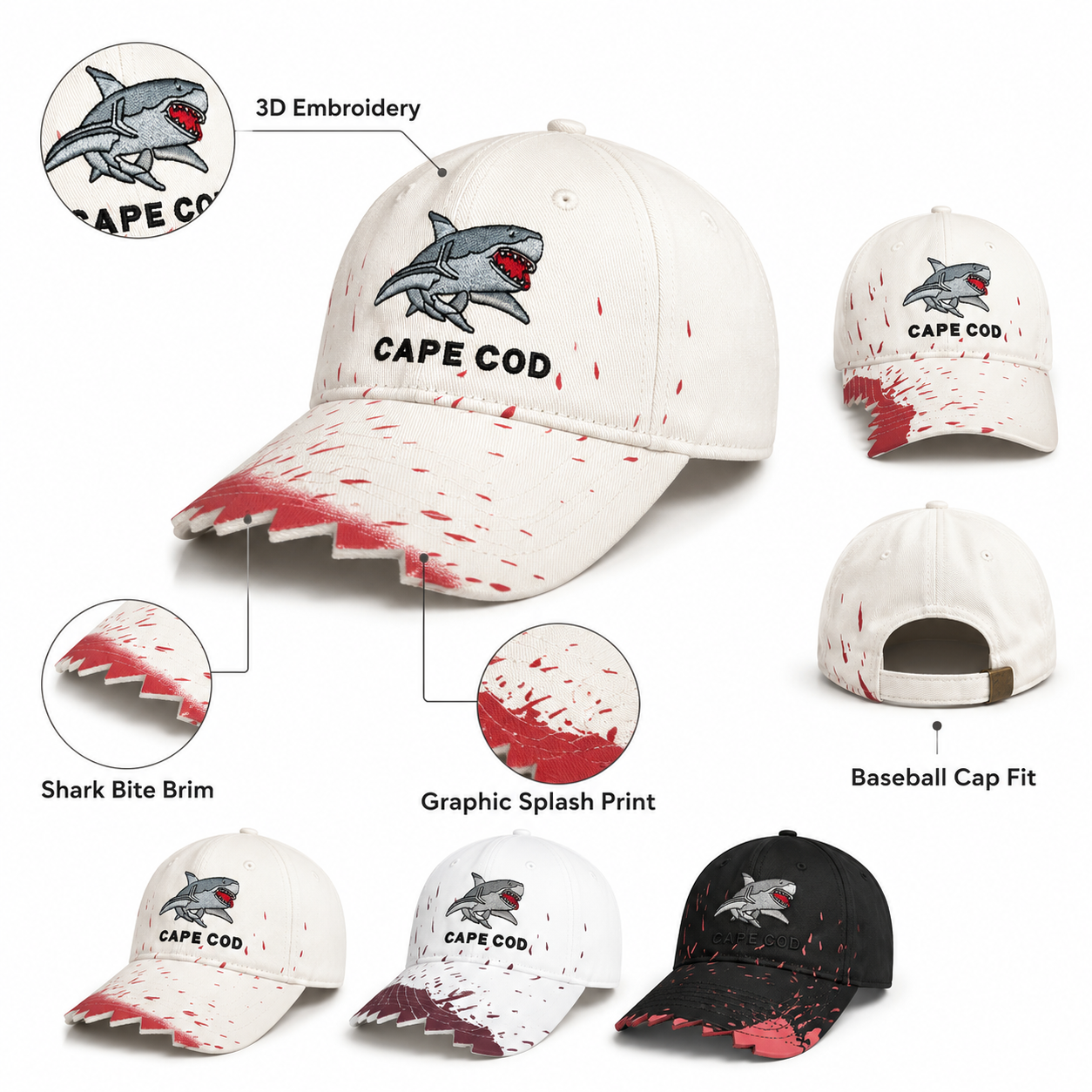 Streetwear Shark Embroidery Ba - Streetwear Brand Beanie avaliação e preço