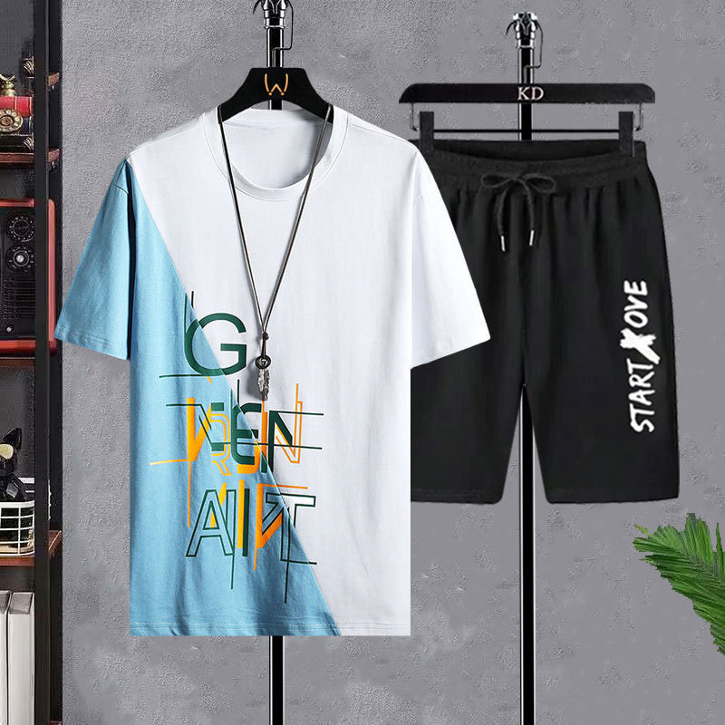 Men's T-shirt Sets Fashion Cas - Streetwear Brand Shorts avaliação e preço
