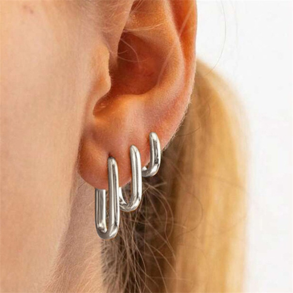 3pcs Pun Style Geometric Ellip - Streetwear Brand Accessories avaliação e preço